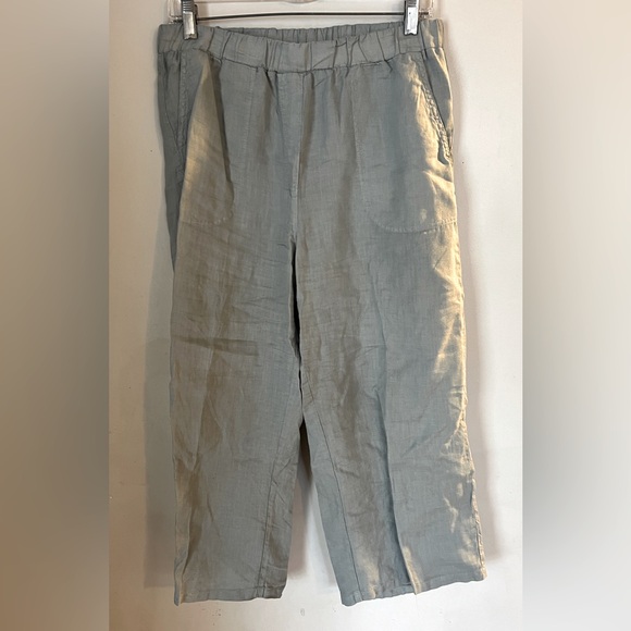 SEA GLASS LANE Women's Gray 100% Linen Elastic Waist Casual Pants Size M - Picture 1 of 4